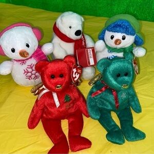 Beanie Baby batch 2 has 5 winter theme stuffed toys. Dan Dee + Coke collection.